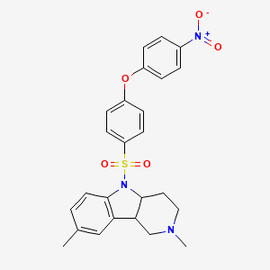 molecular formula C25H25N3O5S B11087620 2,8-dimethyl-5-{[4-(4-nitrophenoxy)phenyl]sulfonyl}-2,3,4,4a,5,9b-hexahydro-1H-pyrido[4,3-b]indole 