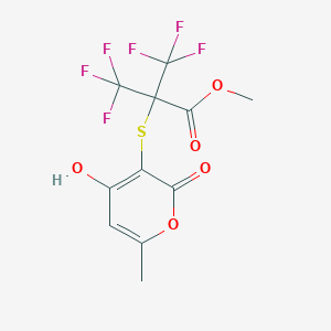 molecular formula C11H8F6O5S B11087665 Methyl 3,3,3-trifluoro-2-[(4-hydroxy-6-methyl-2-oxo-2H-pyran-3-yl)sulfanyl]-2-(trifluoromethyl)propanoate 