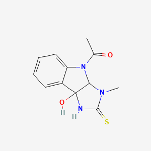 molecular formula C12H13N3O2S B11087666 1-(8b-hydroxy-3-methyl-2-thioxo-2,3,3a,8b-tetrahydroimidazo[4,5-b]indol-4(1H)-yl)ethanone 