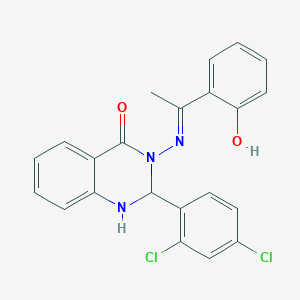 2-(2,4-dichlorophenyl)-3-{[(1E)-1-(2-hydroxyphenyl)ethylidene]amino}-2,3-dihydroquinazolin-4(1H)-one