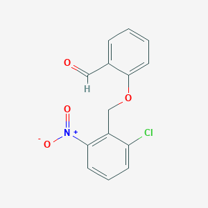 molecular formula C14H10ClNO4 B11087700 2-[(2-Chloro-6-nitrobenzyl)oxy]benzaldehyde 