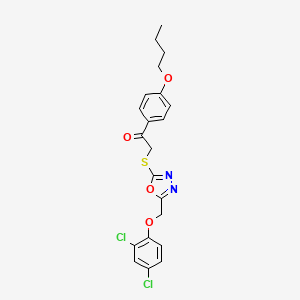 1-(4-Butoxyphenyl)-2-({5-[(2,4-dichlorophenoxy)methyl]-1,3,4-oxadiazol-2-yl}sulfanyl)ethanone