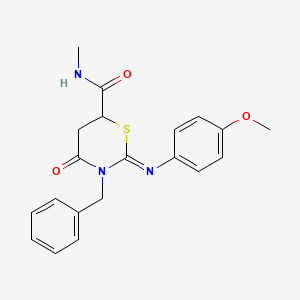 molecular formula C20H21N3O3S B11087734 (2Z)-3-benzyl-2-[(4-methoxyphenyl)imino]-N-methyl-4-oxo-1,3-thiazinane-6-carboxamide 