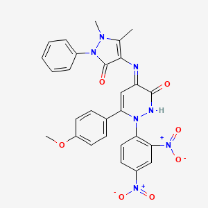 (4Z)-4-[(1,5-dimethyl-3-oxo-2-phenyl-2,3-dihydro-1H-pyrazol-4-yl)imino]-1-(2,4-dinitrophenyl)-6-(4-methoxyphenyl)-1,4-dihydropyridazin-3(2H)-one