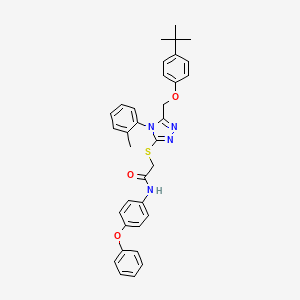 molecular formula C34H34N4O3S B11087789 2-((5-((4-(tert-Butyl)phenoxy)methyl)-4-(o-tolyl)-4H-1,2,4-triazol-3-yl)thio)-N-(4-phenoxyphenyl)acetamide CAS No. 539808-82-7