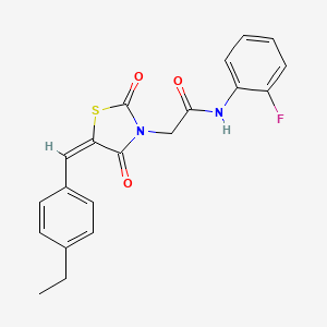 molecular formula C20H17FN2O3S B11087822 2-[(5E)-5-(4-ethylbenzylidene)-2,4-dioxo-1,3-thiazolidin-3-yl]-N-(2-fluorophenyl)acetamide 