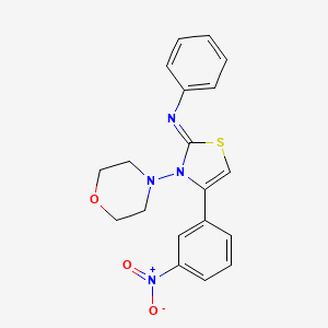 molecular formula C19H18N4O3S B11087824 N-[3-Morpholino-4-(3-nitrophenyl)-1,3-thiazol-2(3H)-yliden]-N-phenylamine 