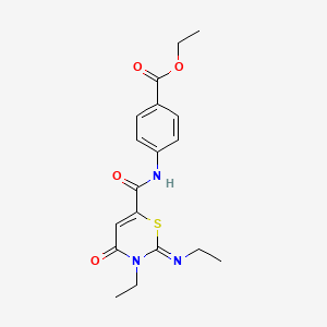 molecular formula C18H21N3O4S B11087862 ethyl 4-({[(2Z)-3-ethyl-2-(ethylimino)-4-oxo-3,4-dihydro-2H-1,3-thiazin-6-yl]carbonyl}amino)benzoate 