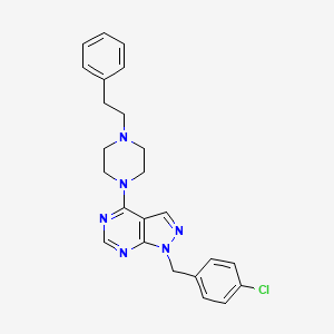 molecular formula C24H25ClN6 B11087869 1-(4-chlorobenzyl)-4-(4-phenethylpiperazin-1-yl)-1H-pyrazolo[3,4-d]pyrimidine 