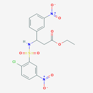 Ethyl 3-{[(2-chloro-5-nitrophenyl)sulfonyl]amino}-3-(3-nitrophenyl)propanoate