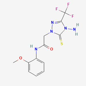 molecular formula C12H12F3N5O2S B11087884 2-[4-amino-5-thioxo-3-(trifluoromethyl)-4,5-dihydro-1H-1,2,4-triazol-1-yl]-N-(2-methoxyphenyl)acetamide 