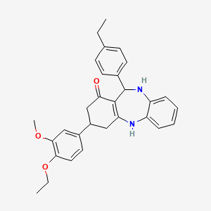 molecular formula C30H32N2O3 B11087947 3-(4-ethoxy-3-methoxyphenyl)-11-(4-ethylphenyl)-2,3,4,5,10,11-hexahydro-1H-dibenzo[b,e][1,4]diazepin-1-one 