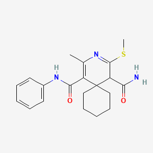 molecular formula C20H25N3O2S B11087971 2-methyl-4-(methylsulfanyl)-N~1~-phenyl-3-azaspiro[5.5]undeca-1,3-diene-1,5-dicarboxamide 