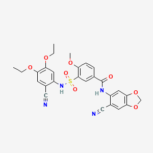 N-(6-cyano-1,3-benzodioxol-5-yl)-3-[(2-cyano-4,5-diethoxyphenyl)sulfamoyl]-4-methoxybenzamide