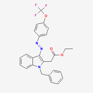 ethyl (1-benzyl-3-{(E)-[4-(trifluoromethoxy)phenyl]diazenyl}-1H-indol-2-yl)acetate