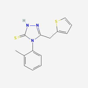 molecular formula C14H13N3S2 B11088027 5-Thiophen-2-ylmethyl-4-o-tolyl-4H-[1,2,4]triazole-3-thiol 