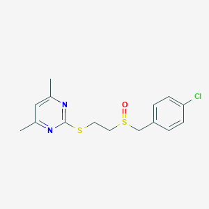 molecular formula C15H17ClN2OS2 B11088059 2-[2-(4-Chloro-phenylmethanesulfinyl)-ethylsulfanyl]-4,6-dimethyl-pyrimidine 