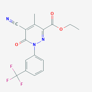 1,6-Dihydropyridazine-3-carboxylic acid, 5-cyano-4-methyl-6-oxo-1-(3-trifluoromethylphenyl)-, ethyl ester