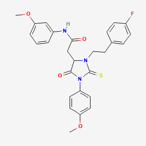 2-{3-[2-(4-fluorophenyl)ethyl]-1-(4-methoxyphenyl)-5-oxo-2-thioxoimidazolidin-4-yl}-N-(3-methoxyphenyl)acetamide