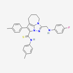 1-{[(4-fluorophenyl)amino]methyl}-N,4-bis(4-methylphenyl)-5,6,7,8-tetrahydro-2,2a,8a-triazacyclopenta[cd]azulene-3-carbothioamide