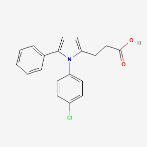 molecular formula C19H16ClNO2 B11088212 3-[1-(4-Chlorophenyl)-5-phenylpyrrol-2-yl]propanoic acid 