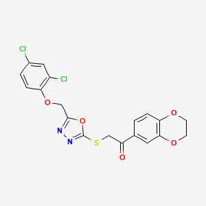 2-({5-[(2,4-Dichlorophenoxy)methyl]-1,3,4-oxadiazol-2-yl}sulfanyl)-1-(2,3-dihydro-1,4-benzodioxin-6-yl)ethanone