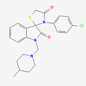 molecular formula C23H24ClN3O2S B11088215 3'-(4-chlorophenyl)-1-[(4-methylpiperidin-1-yl)methyl]-4'H-spiro[indole-3,2'-[1,3]thiazolidine]-2,4'(1H)-dione 