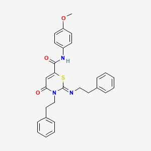 (2Z)-N-(4-methoxyphenyl)-4-oxo-3-(2-phenylethyl)-2-[(2-phenylethyl)imino]-3,4-dihydro-2H-1,3-thiazine-6-carboxamide