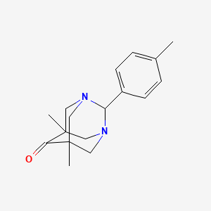 molecular formula C17H22N2O B11088265 5,7-Dimethyl-2-(4-methylphenyl)-1,3-diazatricyclo[3.3.1.1~3,7~]decan-6-one 