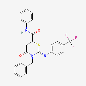 (2Z)-3-benzyl-4-oxo-N-phenyl-2-{[4-(trifluoromethyl)phenyl]imino}-1,3-thiazinane-6-carboxamide