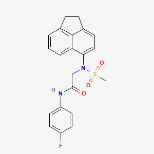 molecular formula C21H19FN2O3S B11088310 2-[N-(12-Dihydroacenaphthylen-5-YL)methanesulfonamido]-N-(4-fluorophenyl)acetamide 