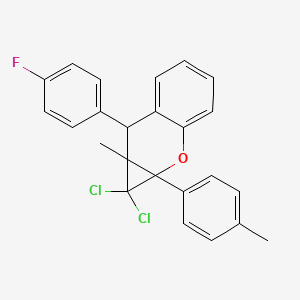 molecular formula C24H19Cl2FO B11088324 1,1-Dichloro-7-(4-fluorophenyl)-7a-methyl-1a-(4-methylphenyl)-1,1a,7,7a-tetrahydrocyclopropa[b]chromene 