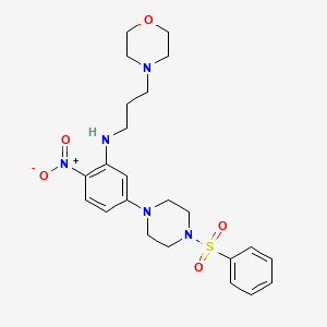 molecular formula C23H31N5O5S B11088376 N-[3-(morpholin-4-yl)propyl]-2-nitro-5-[4-(phenylsulfonyl)piperazin-1-yl]aniline 