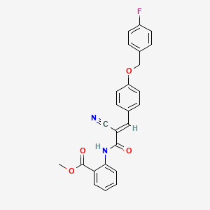 molecular formula C25H19FN2O4 B11088381 methyl 2-{[(2E)-2-cyano-3-{4-[(4-fluorobenzyl)oxy]phenyl}prop-2-enoyl]amino}benzoate 