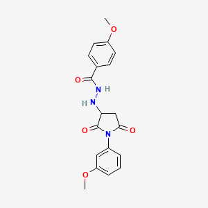 molecular formula C19H19N3O5 B11088404 4-methoxy-N'-[1-(3-methoxyphenyl)-2,5-dioxopyrrolidin-3-yl]benzohydrazide 