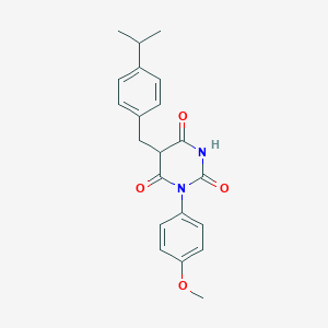 molecular formula C21H22N2O4 B11088411 1-(4-methoxyphenyl)-5-[4-(propan-2-yl)benzyl]pyrimidine-2,4,6(1H,3H,5H)-trione 