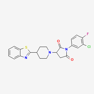 molecular formula C22H19ClFN3O2S B11088414 3-[4-(1,3-Benzothiazol-2-yl)piperidin-1-yl]-1-(3-chloro-4-fluorophenyl)pyrrolidine-2,5-dione 