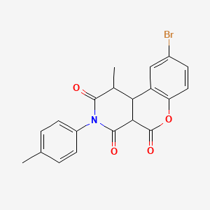 molecular formula C20H16BrNO4 B11088458 9-bromo-1-methyl-3-(4-methylphenyl)-4a,10b-dihydro-2H-chromeno[3,4-c]pyridine-2,4,5(1H,3H)-trione 