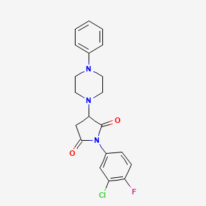 molecular formula C20H19ClFN3O2 B11088459 1-(3-Chloro-4-fluorophenyl)-3-(4-phenylpiperazin-1-yl)pyrrolidine-2,5-dione 