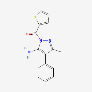 molecular formula C15H13N3OS B11088465 (5-Amino-3-methyl-4-phenylpyrazol-1-yl)-thiophen-2-ylmethanone 