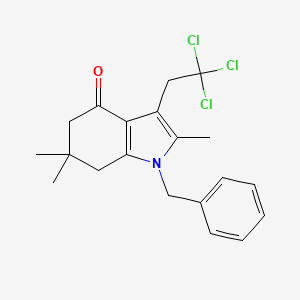 molecular formula C20H22Cl3NO B11088466 1-benzyl-2,6,6-trimethyl-3-(2,2,2-trichloroethyl)-1,5,6,7-tetrahydro-4H-indol-4-one 