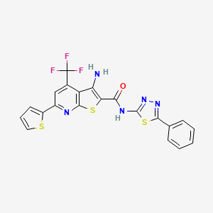 3-amino-N-(5-phenyl-1,3,4-thiadiazol-2-yl)-6-(thiophen-2-yl)-4-(trifluoromethyl)thieno[2,3-b]pyridine-2-carboxamide