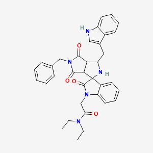 molecular formula C35H35N5O4 B11088577 2-[5'-benzyl-3'-(1H-indol-3-ylmethyl)-2,4',6'-trioxo-3',3a',4',5',6',6a'-hexahydro-2'H-spiro[indole-3,1'-pyrrolo[3,4-c]pyrrol]-1(2H)-yl]-N,N-diethylacetamide 