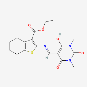 ethyl 2-{[(1,3-dimethyl-2,4,6-trioxotetrahydropyrimidin-5(2H)-ylidene)methyl]amino}-4,5,6,7-tetrahydro-1-benzothiophene-3-carboxylate