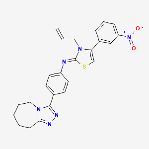 molecular formula C25H24N6O2S B11088593 N-[3-Allyl-4-(3-nitrophenyl)-1,3-thiazol-2(3H)-yliden]-N-[4-(6,7,8,9-tetrahydro-5H-[1,2,4]triazolo[4,3-A]azepin-3-YL)phenyl]amine 