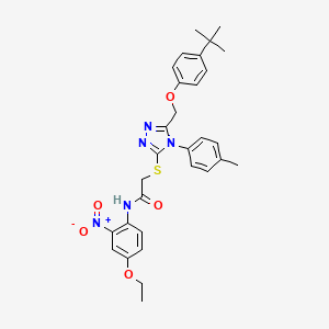 molecular formula C30H33N5O5S B11088595 2-({5-[(4-tert-butylphenoxy)methyl]-4-(4-methylphenyl)-4H-1,2,4-triazol-3-yl}sulfanyl)-N-(4-ethoxy-2-nitrophenyl)acetamide 