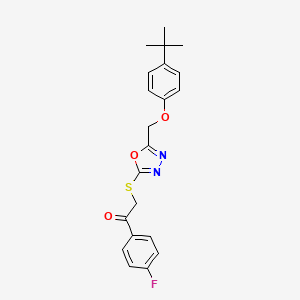 2-({5-[(4-Tert-butylphenoxy)methyl]-1,3,4-oxadiazol-2-yl}sulfanyl)-1-(4-fluorophenyl)ethanone