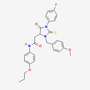 2-[1-(4-fluorophenyl)-3-(4-methoxybenzyl)-5-oxo-2-thioxoimidazolidin-4-yl]-N-(4-propoxyphenyl)acetamide