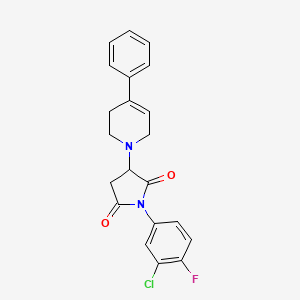 molecular formula C21H18ClFN2O2 B11088672 1-(3-chloro-4-fluorophenyl)-3-(4-phenyl-3,6-dihydropyridin-1(2H)-yl)pyrrolidine-2,5-dione 