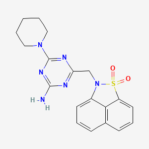 molecular formula C19H20N6O2S B11088675 4-[(1,1-Dioxido-2H-naphtho[1,8-CD]isothiazol-2-YL)methyl]-6-(1-piperidinyl)-1,3,5-triazin-2-amine 